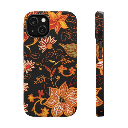 Floral Foil Magnetic Phone Case — Impact - Resistant Autumn Blooms - DIGITAL X