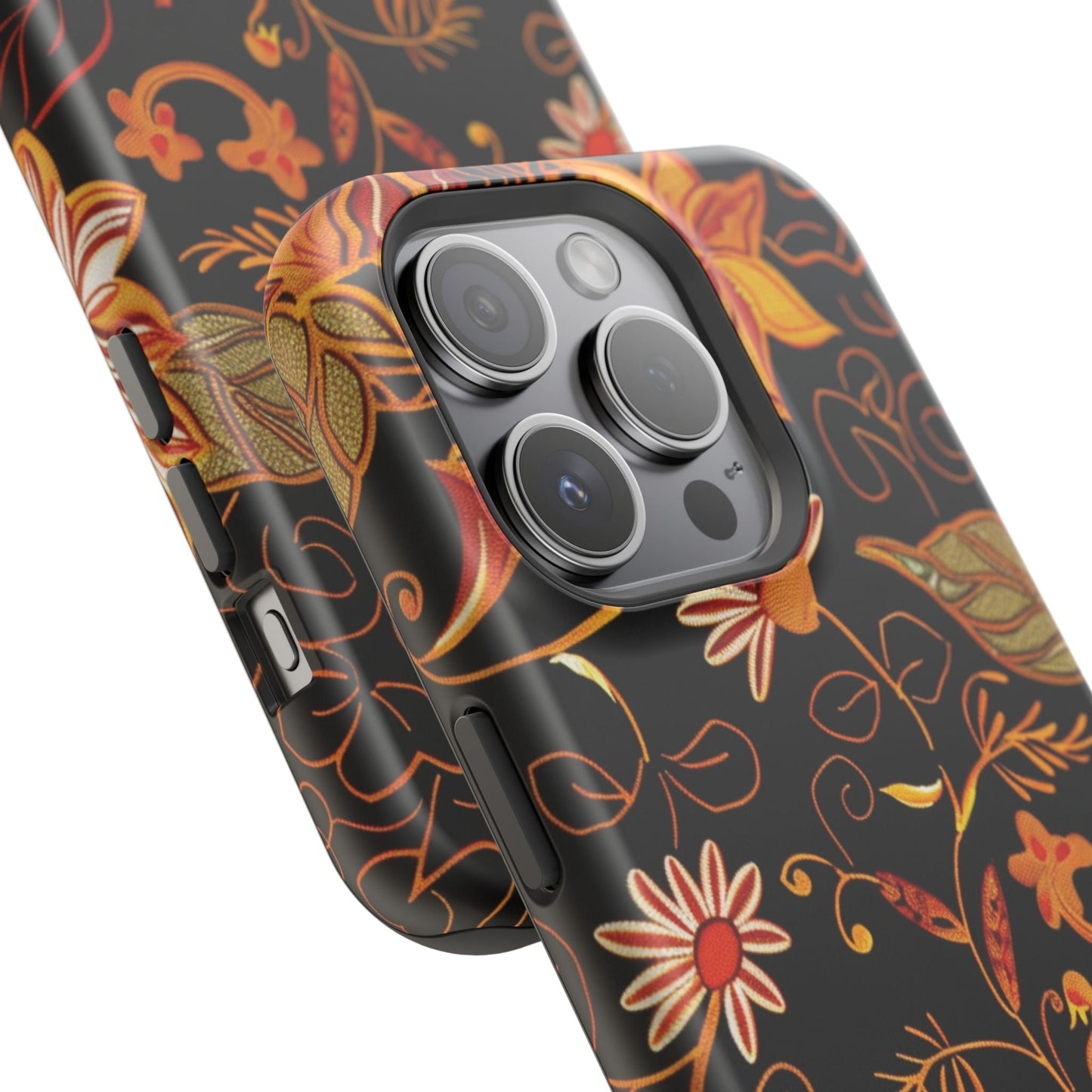 Floral Foil Magnetic Phone Case — Impact - Resistant Autumn Blooms - DIGITAL X