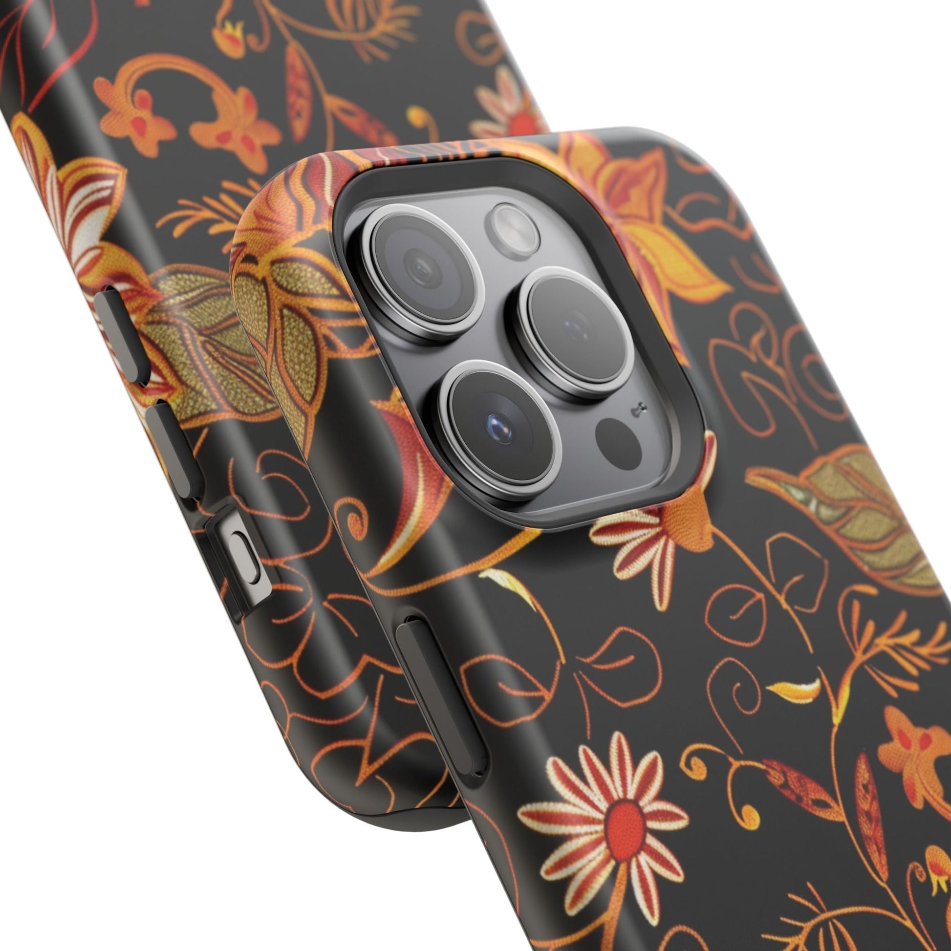 Floral Foil Magnetic Phone Case — Impact - Resistant Autumn Blooms - DIGITAL X