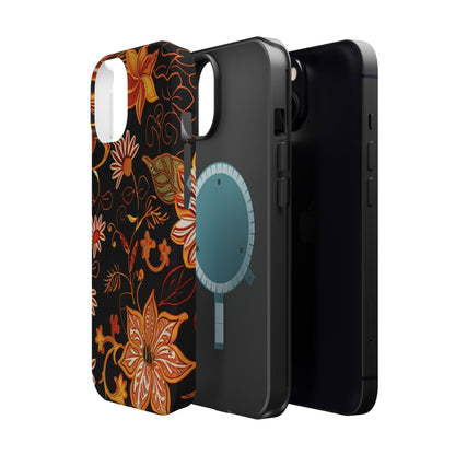 Floral Foil Magnetic Phone Case — Impact - Resistant Autumn Blooms - DIGITAL X