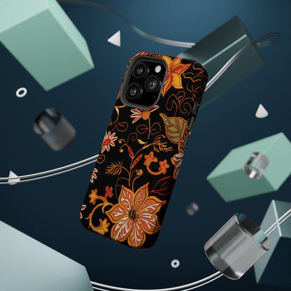 Floral Foil Magnetic Phone Case — Impact - Resistant Autumn Blooms - DIGITAL X