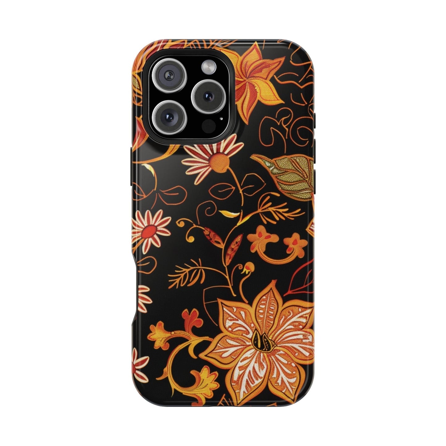 Floral Foil Magnetic Phone Case — Impact - Resistant Autumn Blooms - DIGITAL X