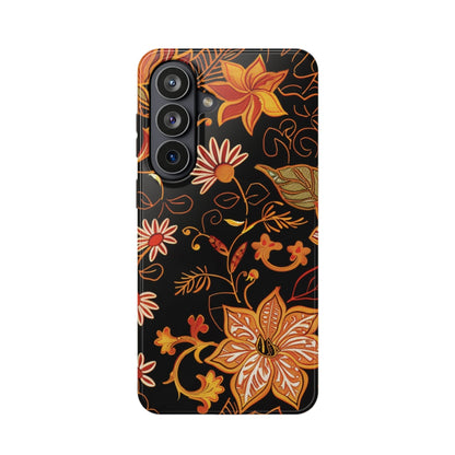 Floral Foil Magnetic Phone Case — Impact - Resistant Autumn Blooms - DIGITAL X