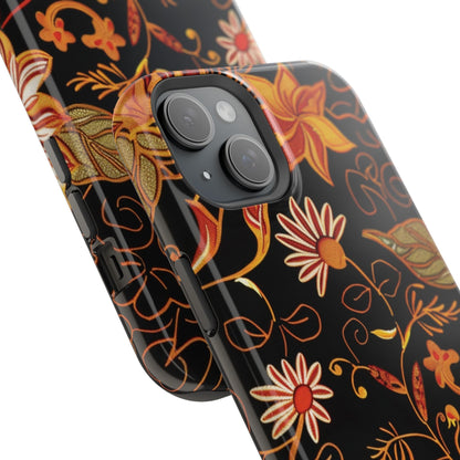 Floral Foil Magnetic Phone Case — Impact - Resistant Autumn Blooms - DIGITAL X