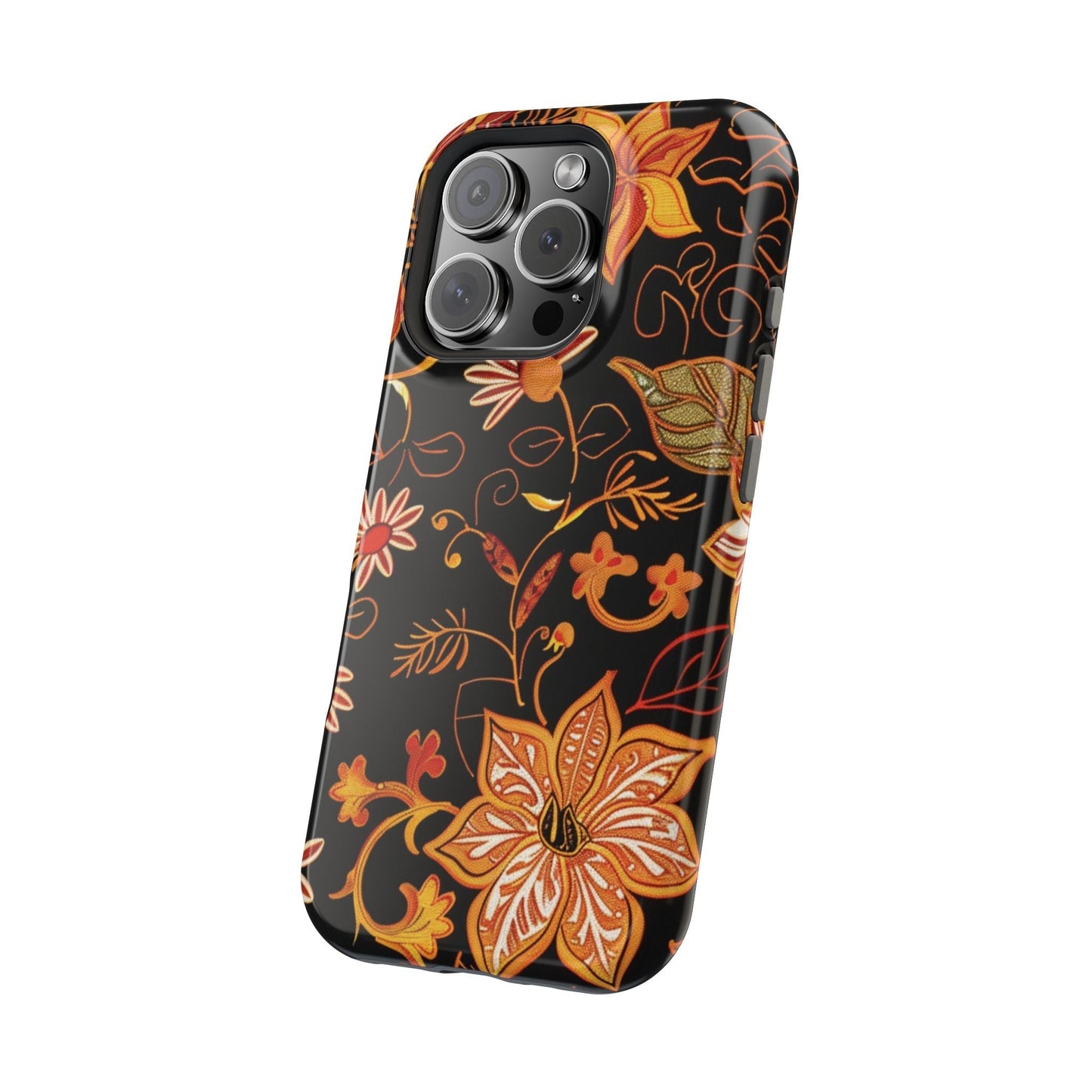 Floral Foil Magnetic Phone Case — Impact - Resistant Autumn Blooms - DIGITAL X