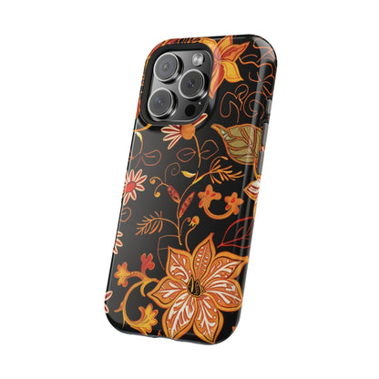Floral Foil Magnetic Phone Case — Impact - Resistant Autumn Blooms - DIGITAL X