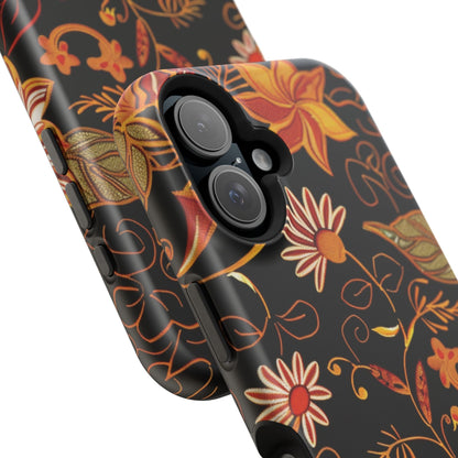 Floral Foil Magnetic Phone Case — Impact - Resistant Autumn Blooms - DIGITAL X