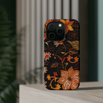 Floral Foil Magnetic Phone Case — Impact - Resistant Autumn Blooms - DIGITAL X