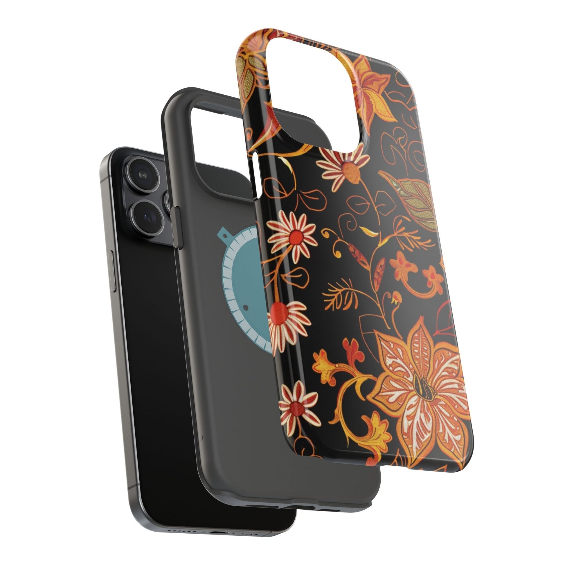 Floral Foil Magnetic Phone Case — Impact - Resistant Autumn Blooms - DIGITAL X