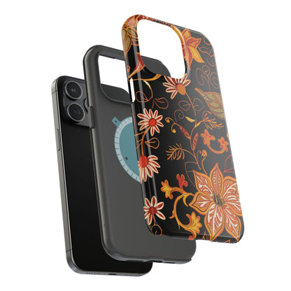 Floral Foil Magnetic Phone Case — Impact - Resistant Autumn Blooms - DIGITAL X