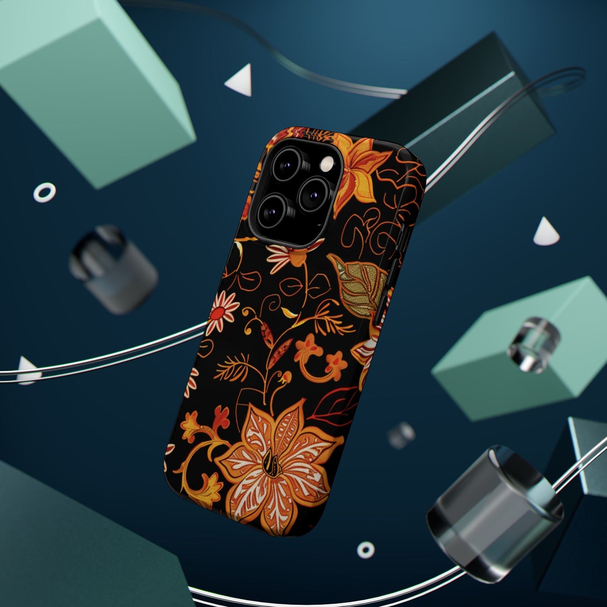 Floral Foil Magnetic Phone Case — Impact - Resistant Autumn Blooms - DIGITAL X