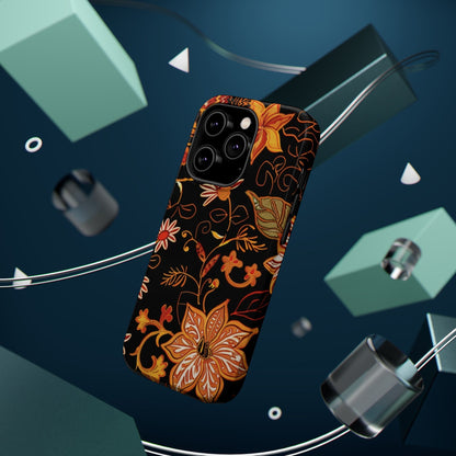 Floral Foil Magnetic Phone Case — Impact - Resistant Autumn Blooms - DIGITAL X