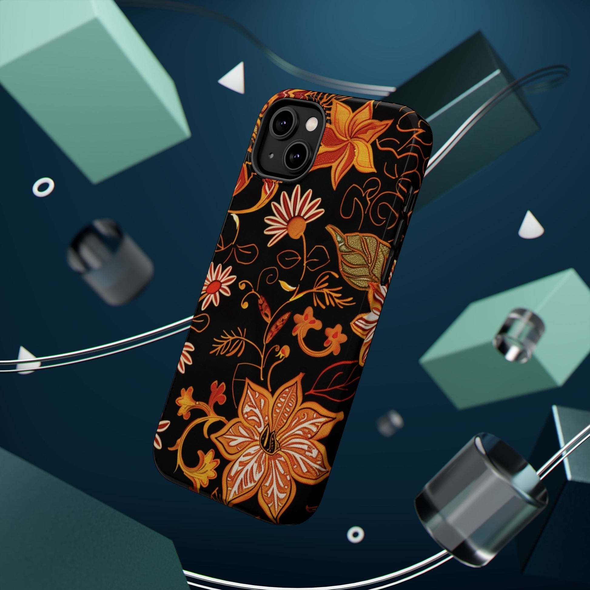 Floral Foil Magnetic Phone Case — Impact - Resistant Autumn Blooms - DIGITAL X