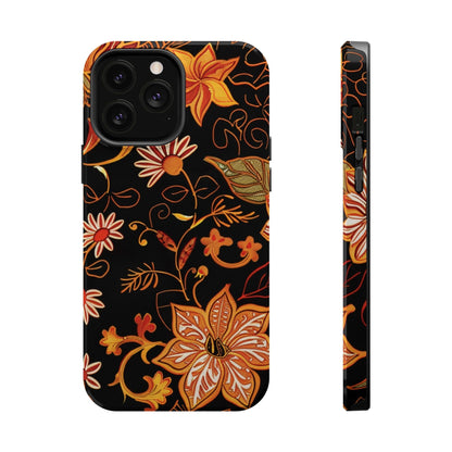 Floral Foil Magnetic Phone Case — Impact - Resistant Autumn Blooms - DIGITAL X