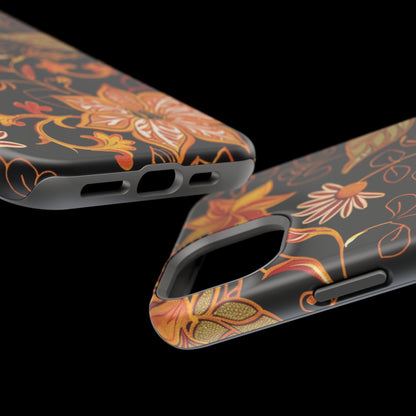 Floral Foil Magnetic Phone Case — Impact - Resistant Autumn Blooms - DIGITAL X