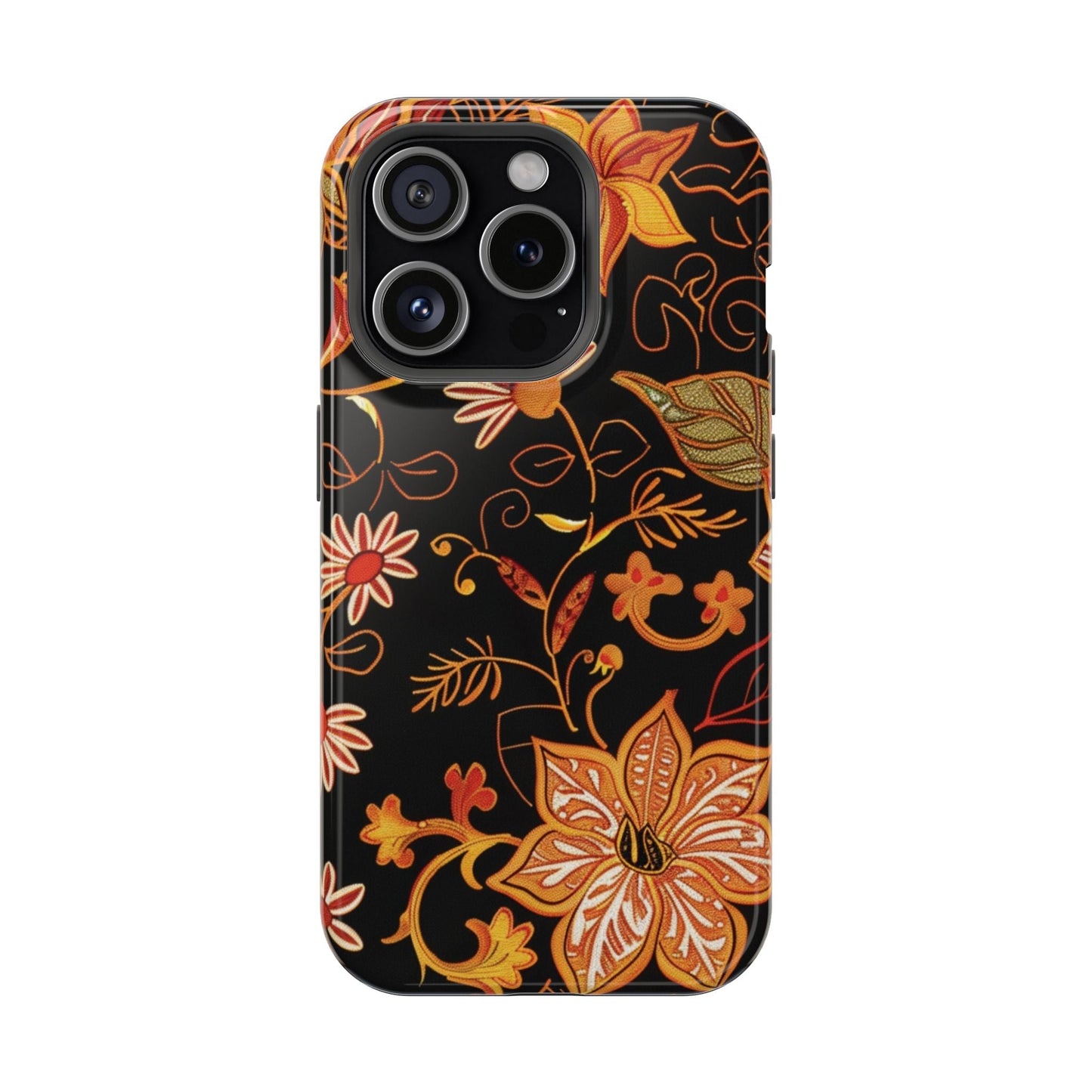 Floral Foil Magnetic Phone Case — Impact - Resistant Autumn Blooms - DIGITAL X