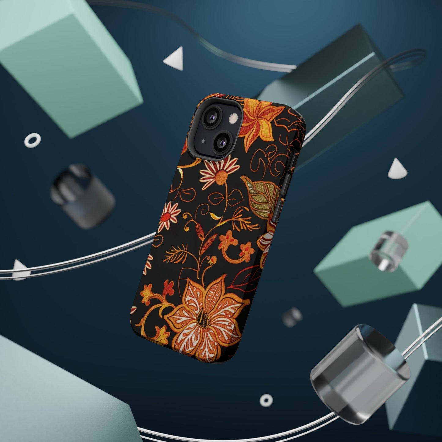 Floral Foil Magnetic Phone Case — Impact - Resistant Autumn Blooms - DIGITAL X