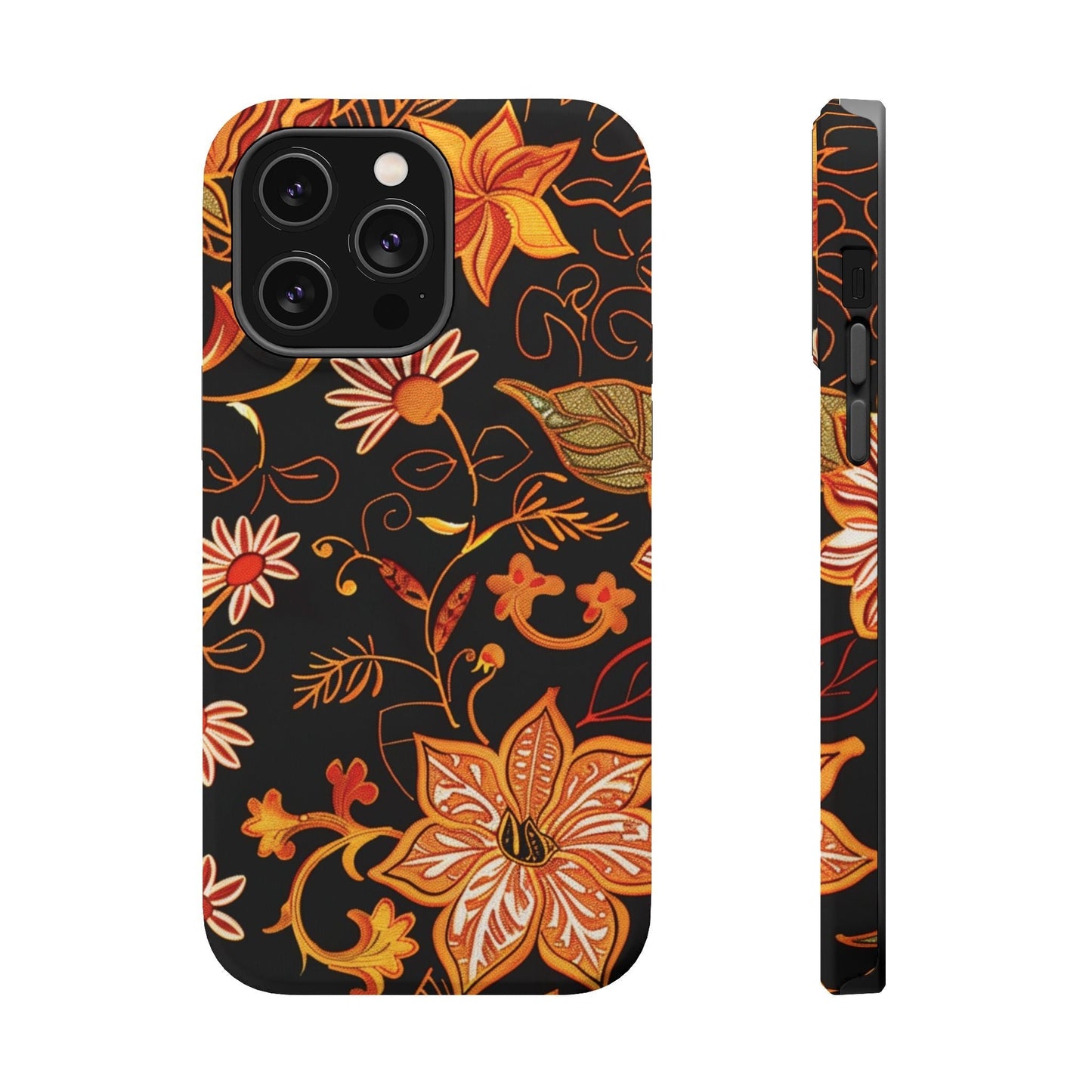 Floral Foil Magnetic Phone Case — Impact - Resistant Autumn Blooms - DIGITAL X