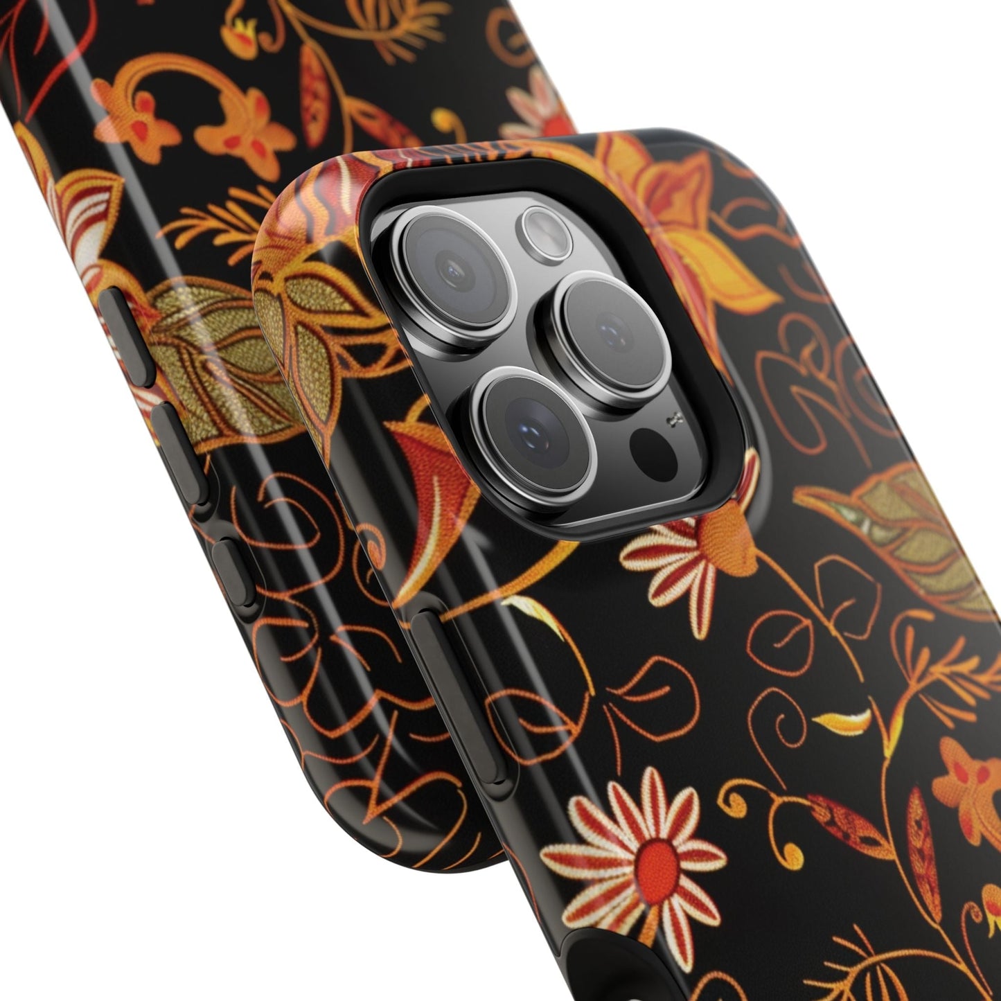 Floral Foil Magnetic Phone Case — Impact - Resistant Autumn Blooms - DIGITAL X