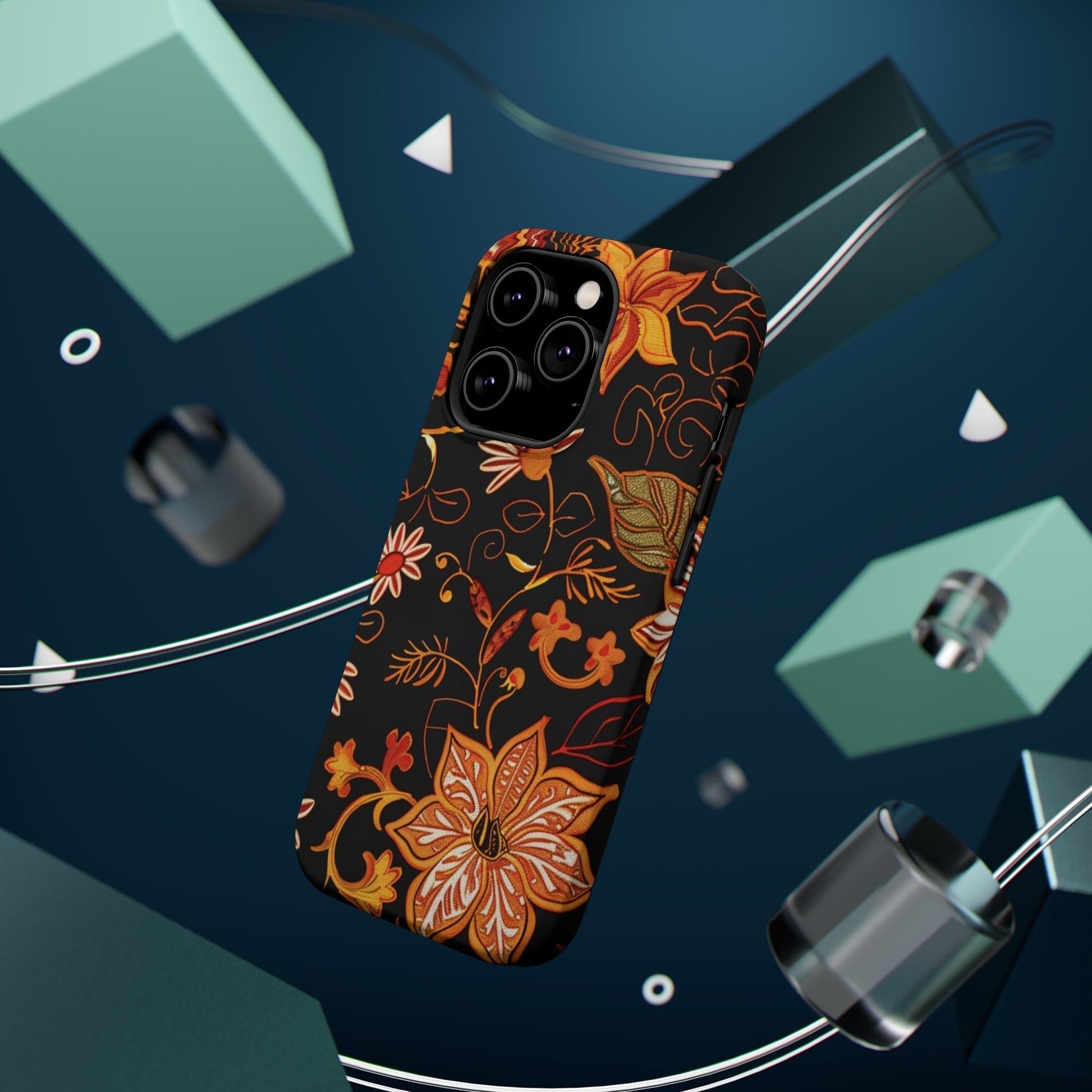 Floral Foil Magnetic Phone Case — Impact - Resistant Autumn Blooms - DIGITAL X