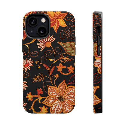 Floral Foil Magnetic Phone Case — Impact - Resistant Autumn Blooms - DIGITAL X