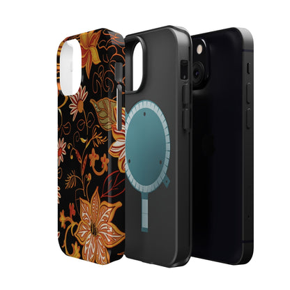 Floral Foil Magnetic Phone Case — Impact - Resistant Autumn Blooms - DIGITAL X