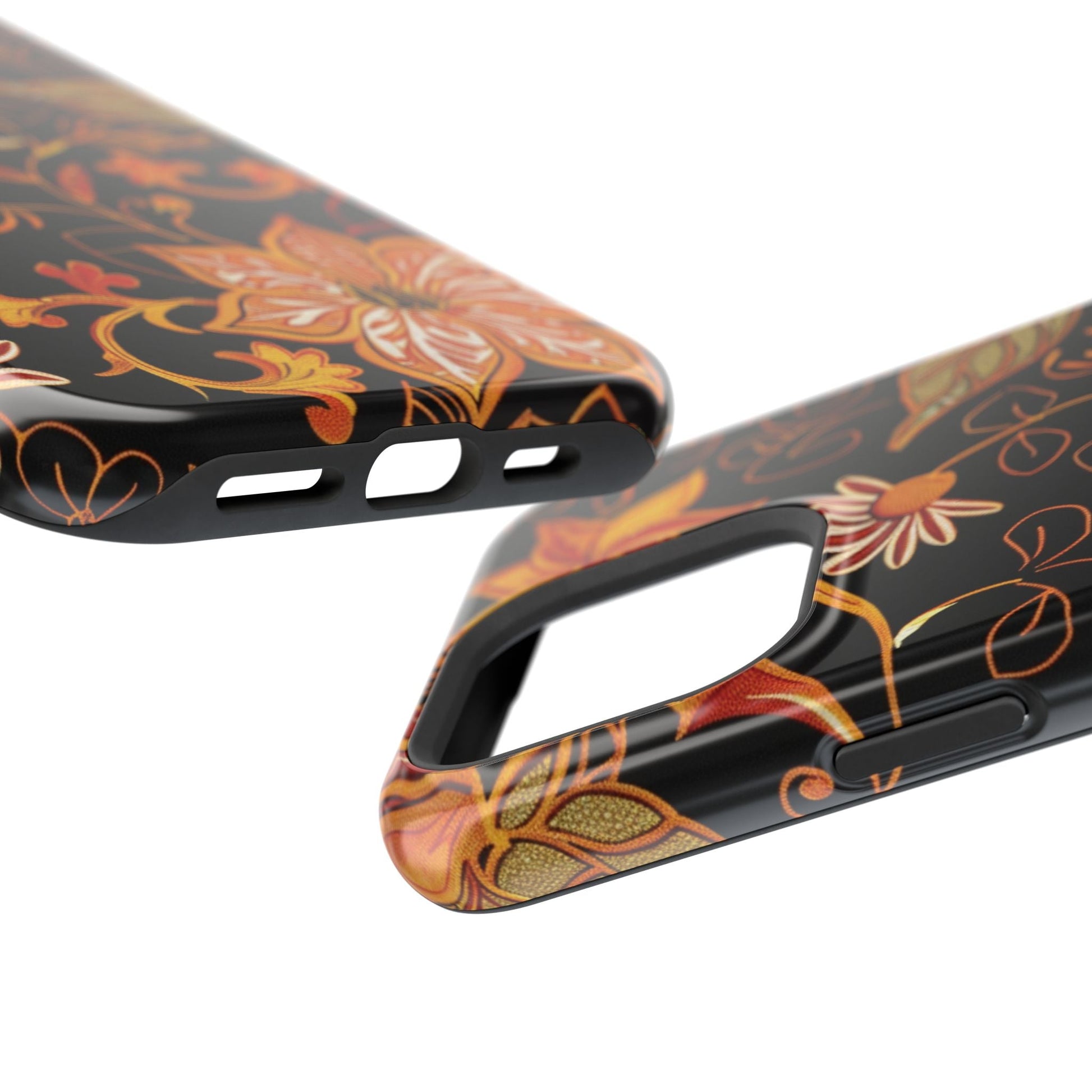 Floral Foil Magnetic Phone Case — Impact - Resistant Autumn Blooms - DIGITAL X