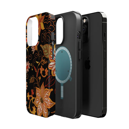 Floral Foil Magnetic Phone Case — Impact - Resistant Autumn Blooms - DIGITAL X