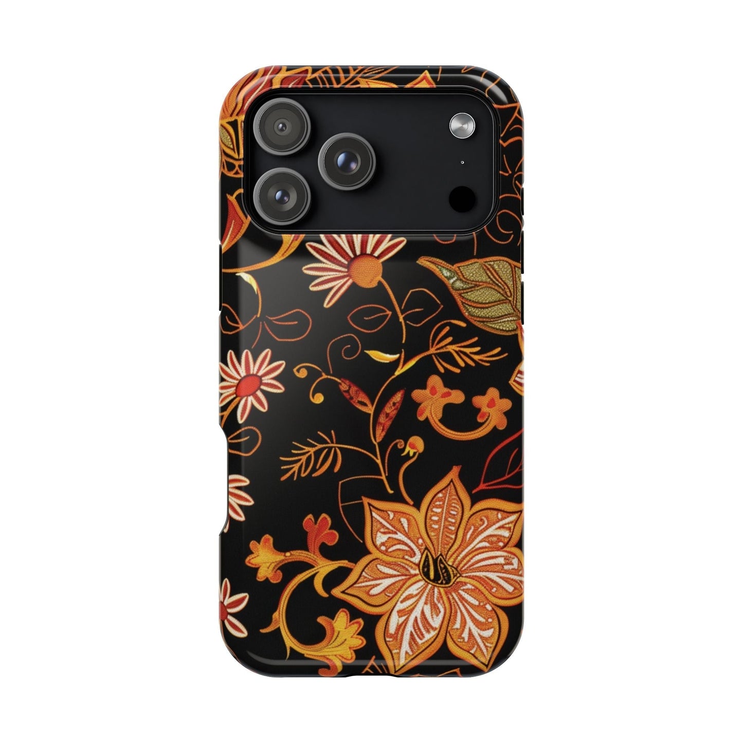 Floral Foil Magnetic Phone Case — Impact - Resistant Autumn Blooms - DIGITAL X