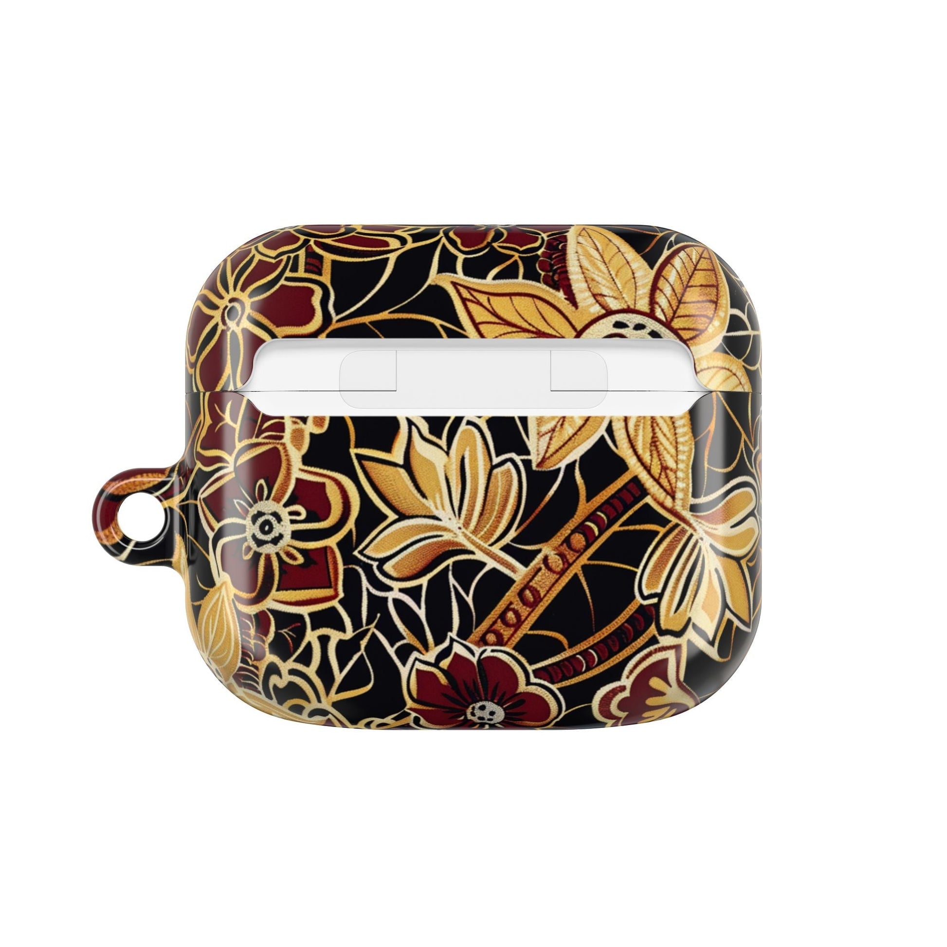 Floral Gold Filigree AirPod Case — Black & Burgundy Decorative Protective Cover - DIGITAL X
