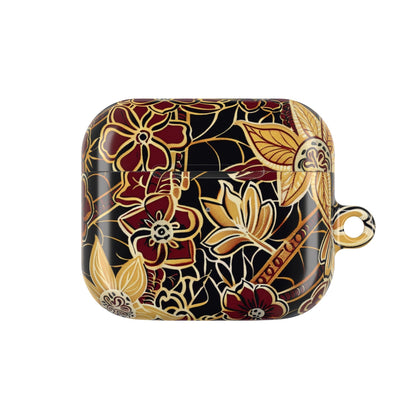 Floral Gold Filigree AirPod Case — Black & Burgundy Decorative Protective Cover - DIGITAL X