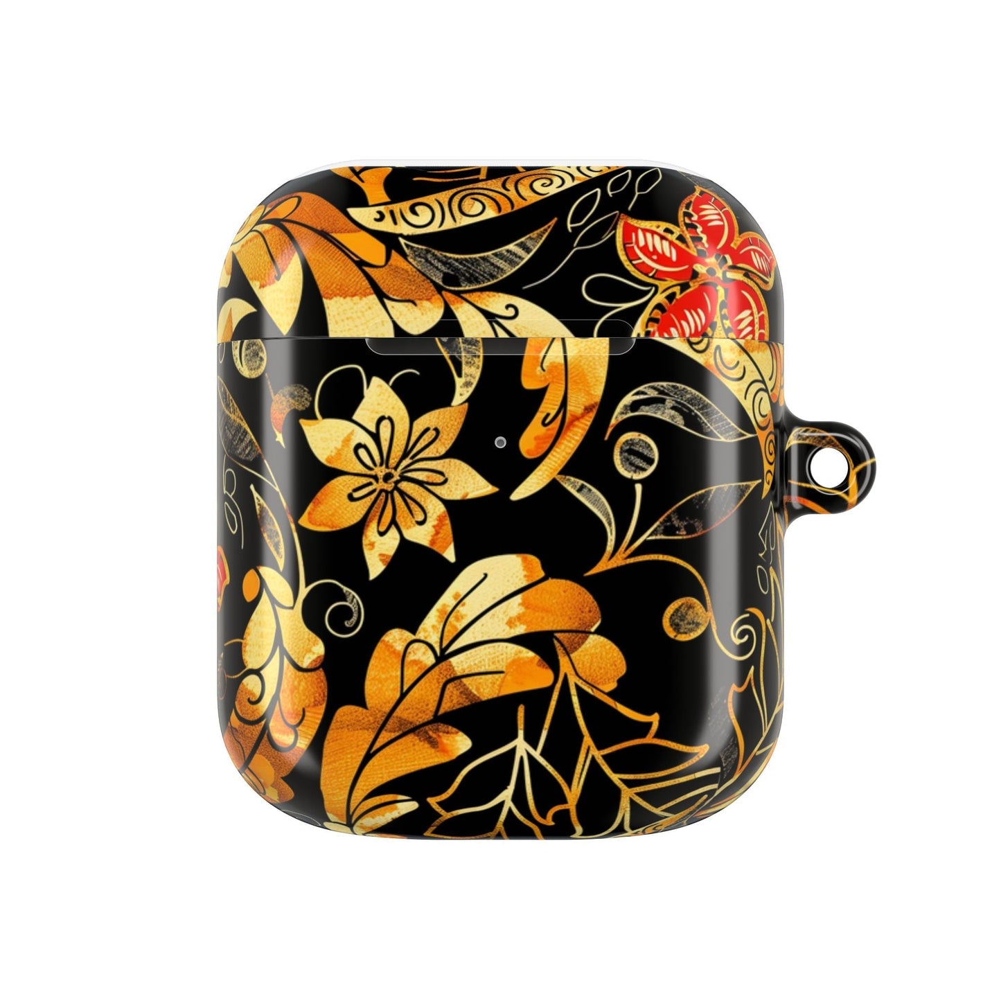 Floral Gold Filigree AirPod Case — Black & Gold Decorative Earbud Cover - DIGITAL X