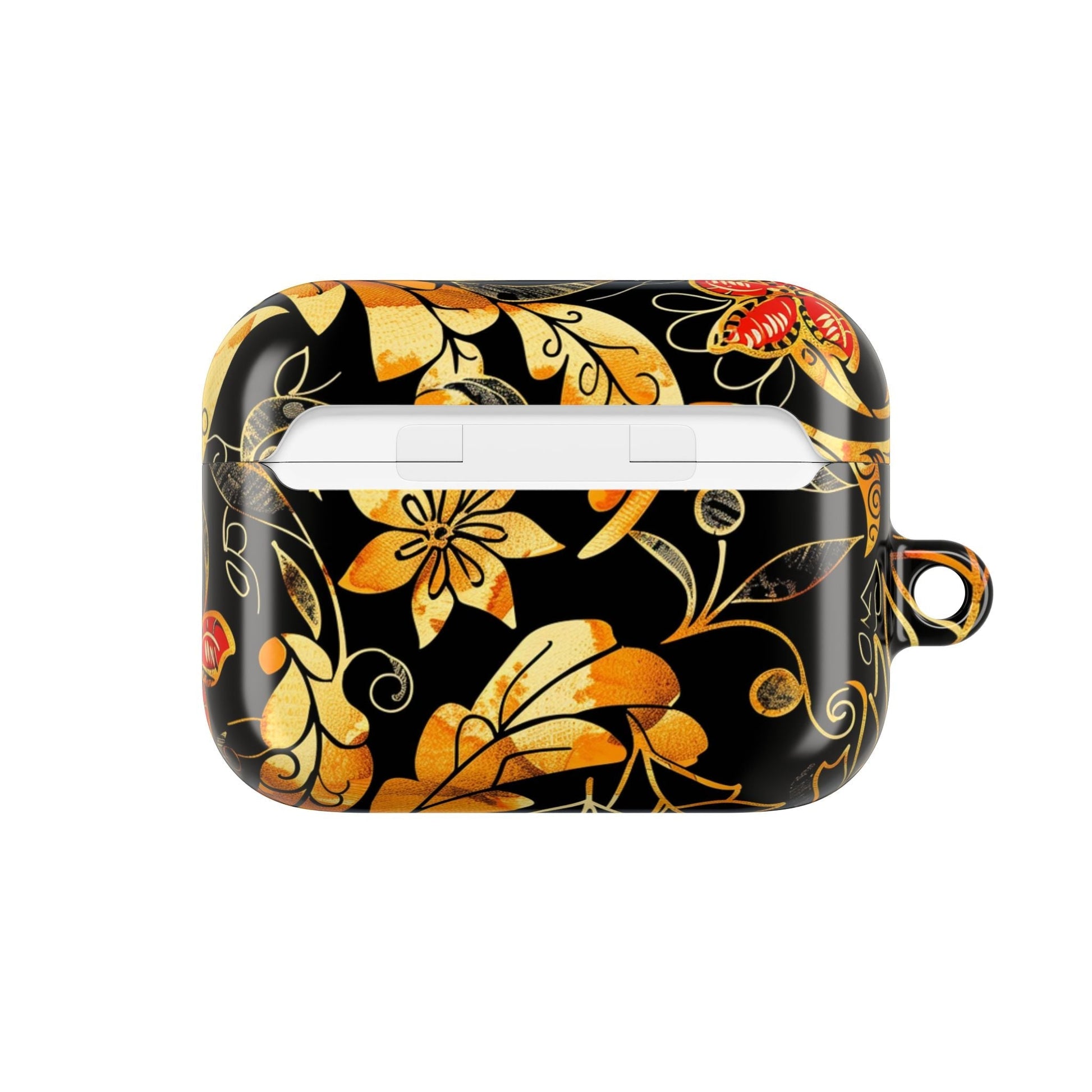 Floral Gold Filigree AirPod Case — Black & Gold Decorative Earbud Cover - DIGITAL X