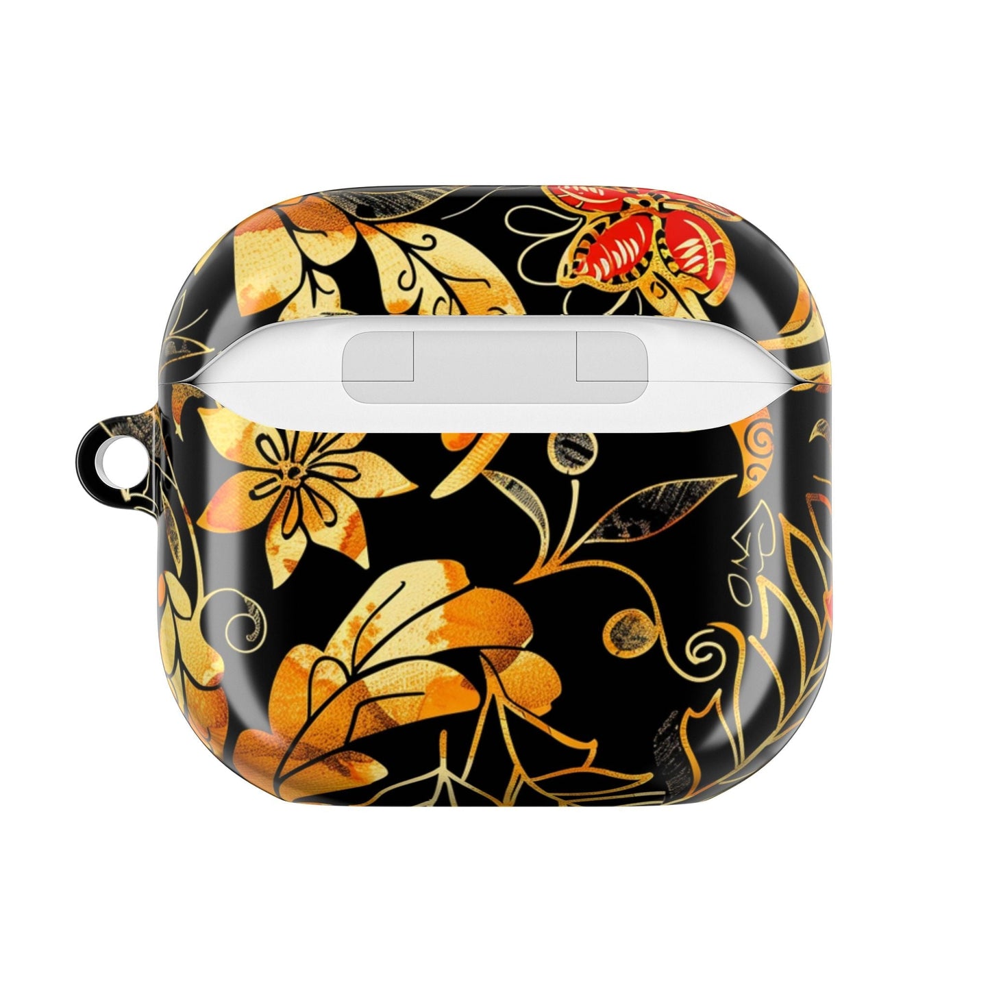 Floral Gold Filigree AirPod Case — Black & Gold Decorative Earbud Cover - DIGITAL X