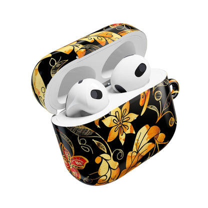 Floral Gold Filigree AirPod Case — Black & Gold Decorative Earbud Cover - DIGITAL X
