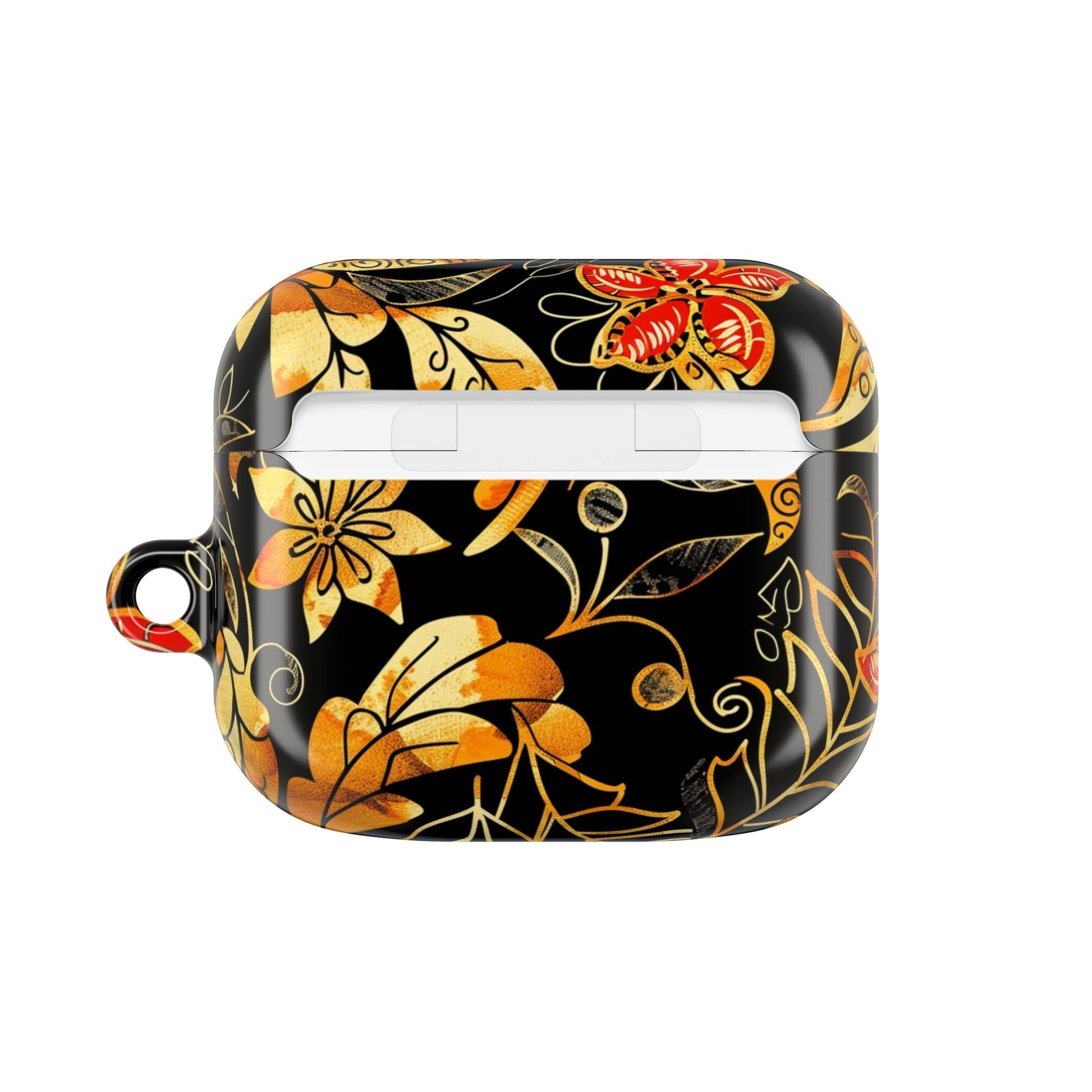 Floral Gold Filigree AirPod Case — Black & Gold Decorative Earbud Cover - DIGITAL X