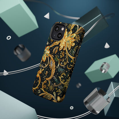 Floral Gold Scroll Magnetic Impact - Resistant Phone Case - DIGITAL X