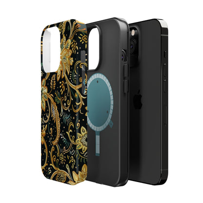 Floral Gold Scroll Magnetic Impact - Resistant Phone Case - DIGITAL X