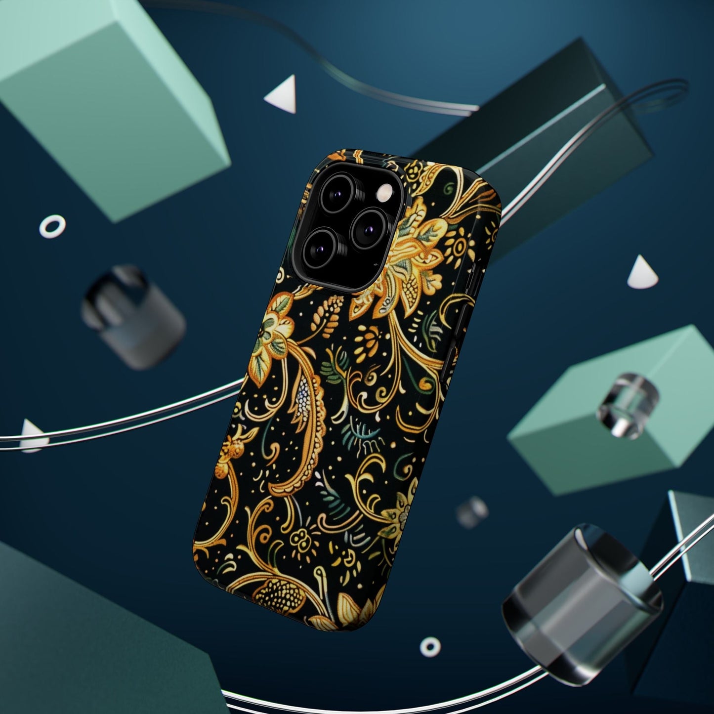 Floral Gold Scroll Magnetic Impact - Resistant Phone Case - DIGITAL X