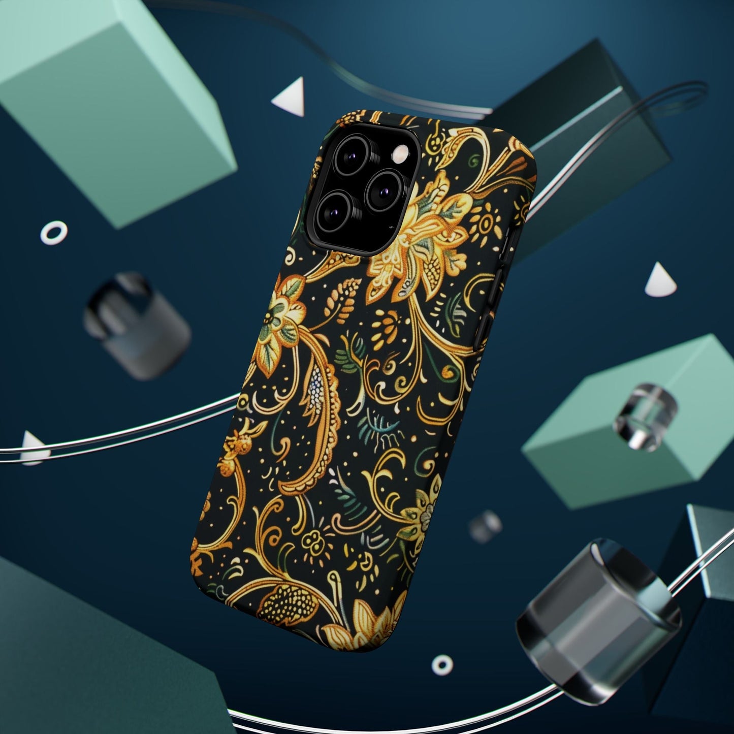 Floral Gold Scroll Magnetic Impact - Resistant Phone Case - DIGITAL X