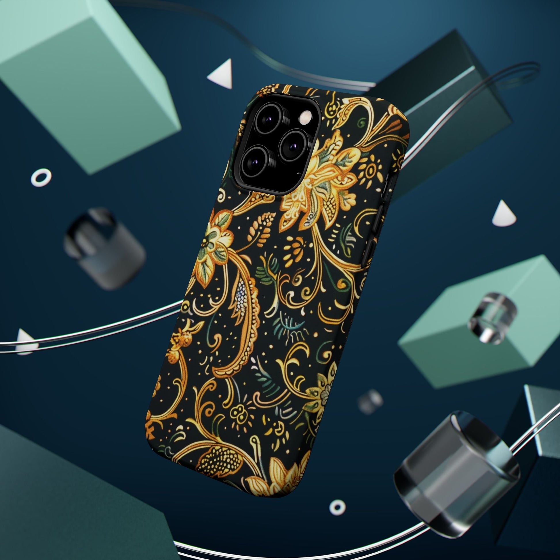 Floral Gold Scroll Magnetic Impact - Resistant Phone Case - DIGITAL X