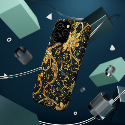 Floral Gold Scroll Magnetic Impact - Resistant Phone Case - DIGITAL X
