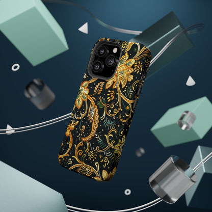 Floral Gold Scroll Magnetic Impact - Resistant Phone Case - DIGITAL X