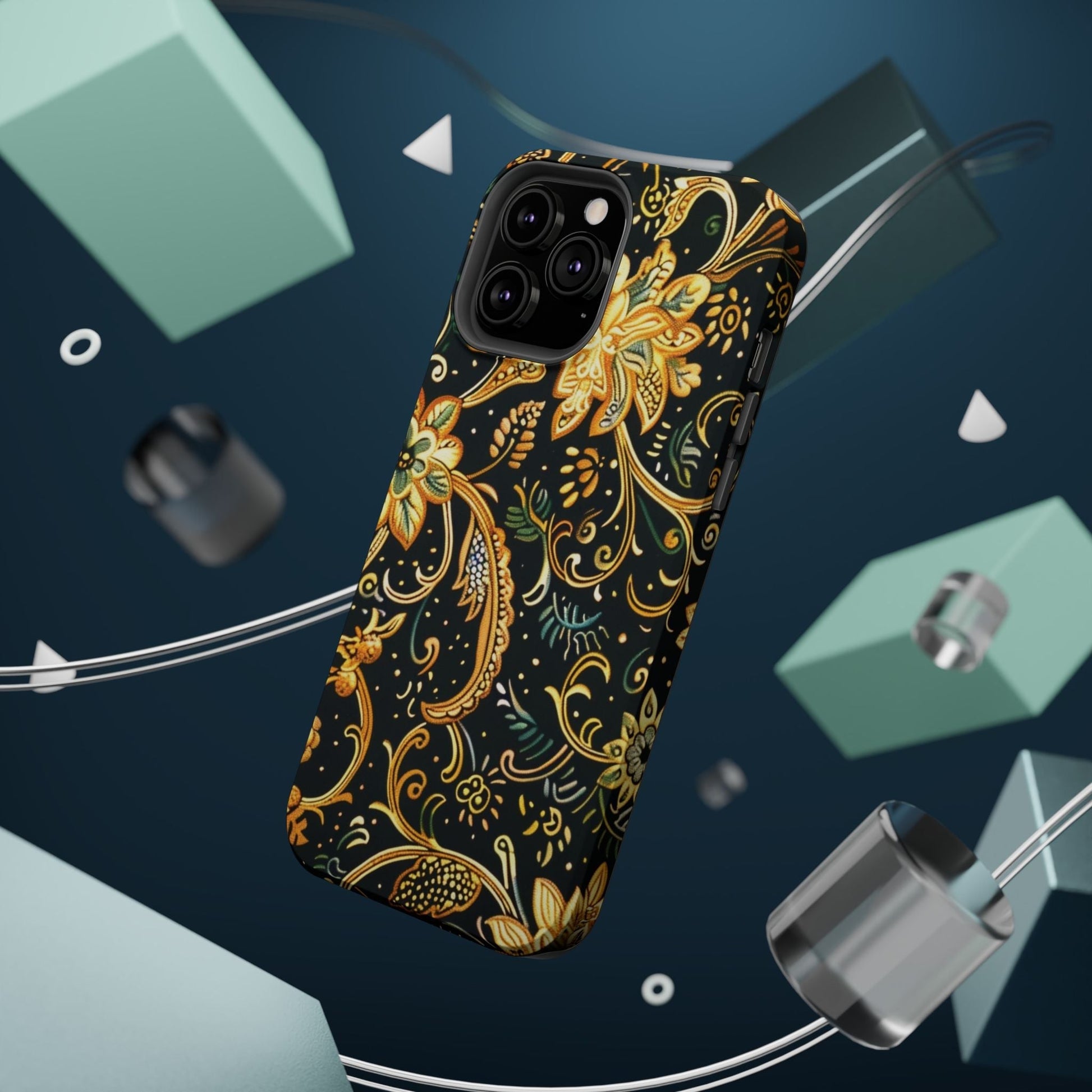 Floral Gold Scroll Magnetic Impact - Resistant Phone Case - DIGITAL X