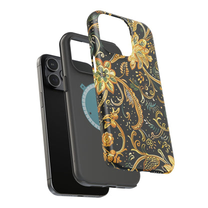 Floral Gold Scroll Magnetic Impact - Resistant Phone Case - DIGITAL X