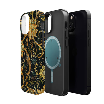 Floral Gold Scroll Magnetic Impact - Resistant Phone Case - DIGITAL X