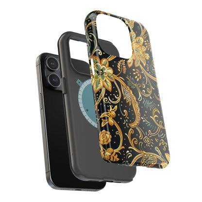 Floral Gold Scroll Magnetic Impact - Resistant Phone Case - DIGITAL X