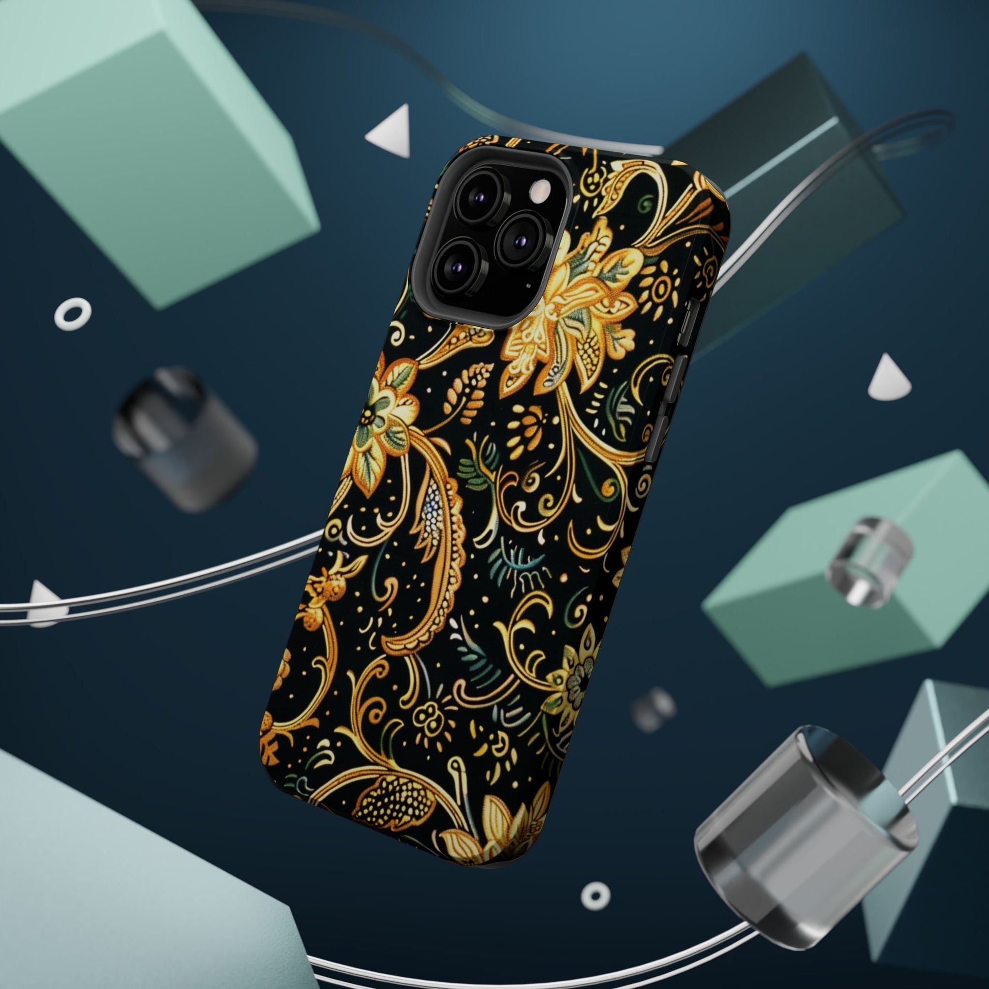 Floral Gold Scroll Magnetic Impact - Resistant Phone Case - DIGITAL X
