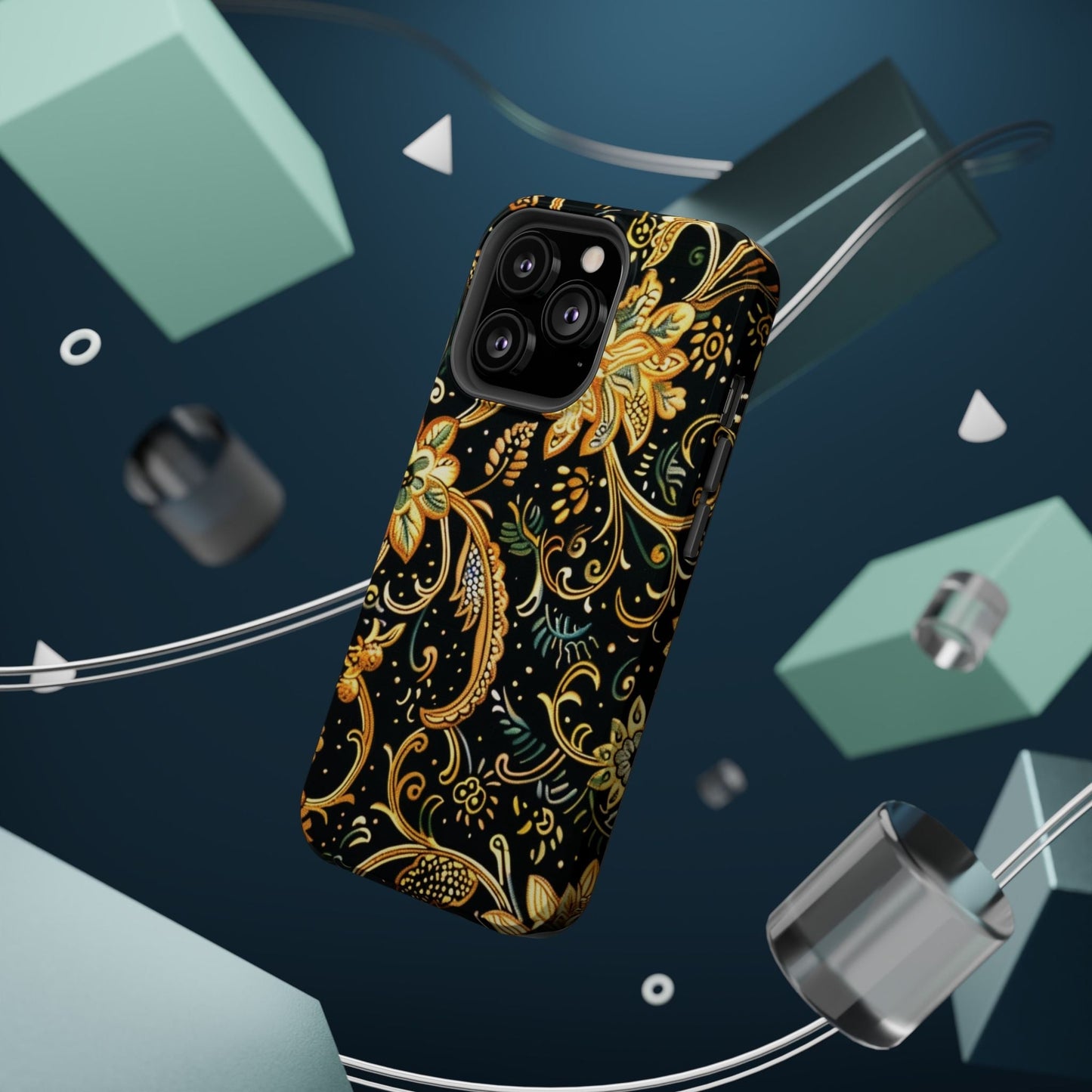 Floral Gold Scroll Magnetic Impact - Resistant Phone Case - DIGITAL X