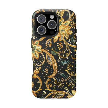Floral Gold Scroll Magnetic Impact - Resistant Phone Case - DIGITAL X